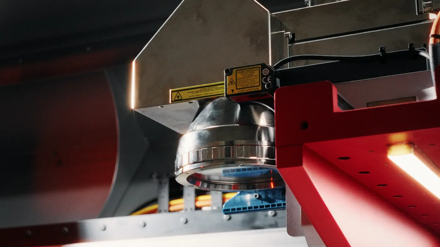 Laser cutting head on a Spark Laser gantry machine